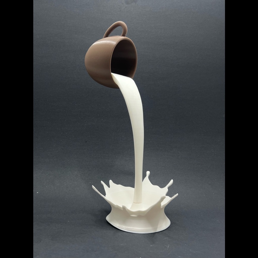 3D printed white and brown floating cup